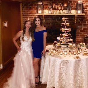 Honey and Rosie blue off shoulder mini dress